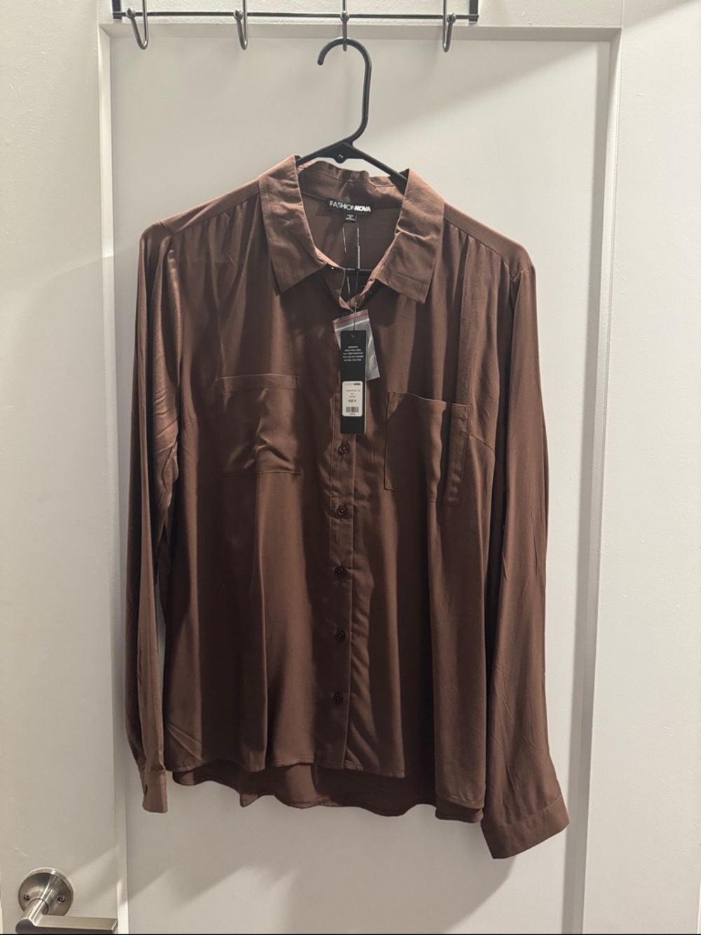 Fashion Nova Brown Button-Down Shirt
